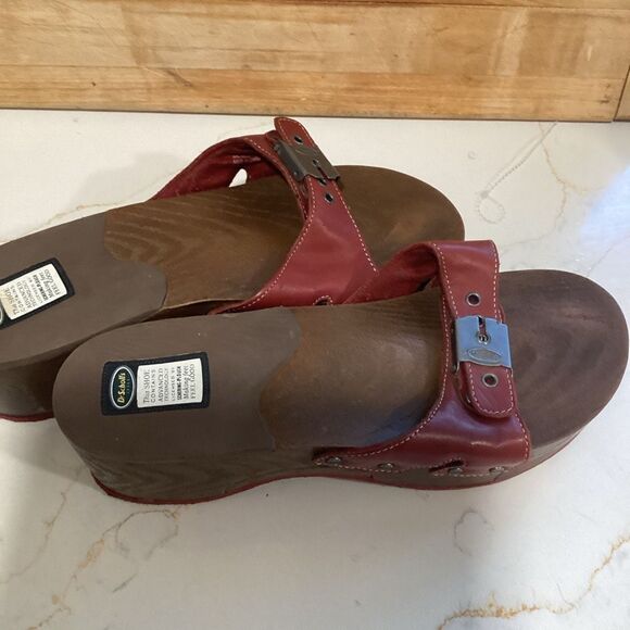 NEW Dr. Scholl’s Original Max Wedge Slip On Sandals Sz 8 Red - Picture 4 of 8